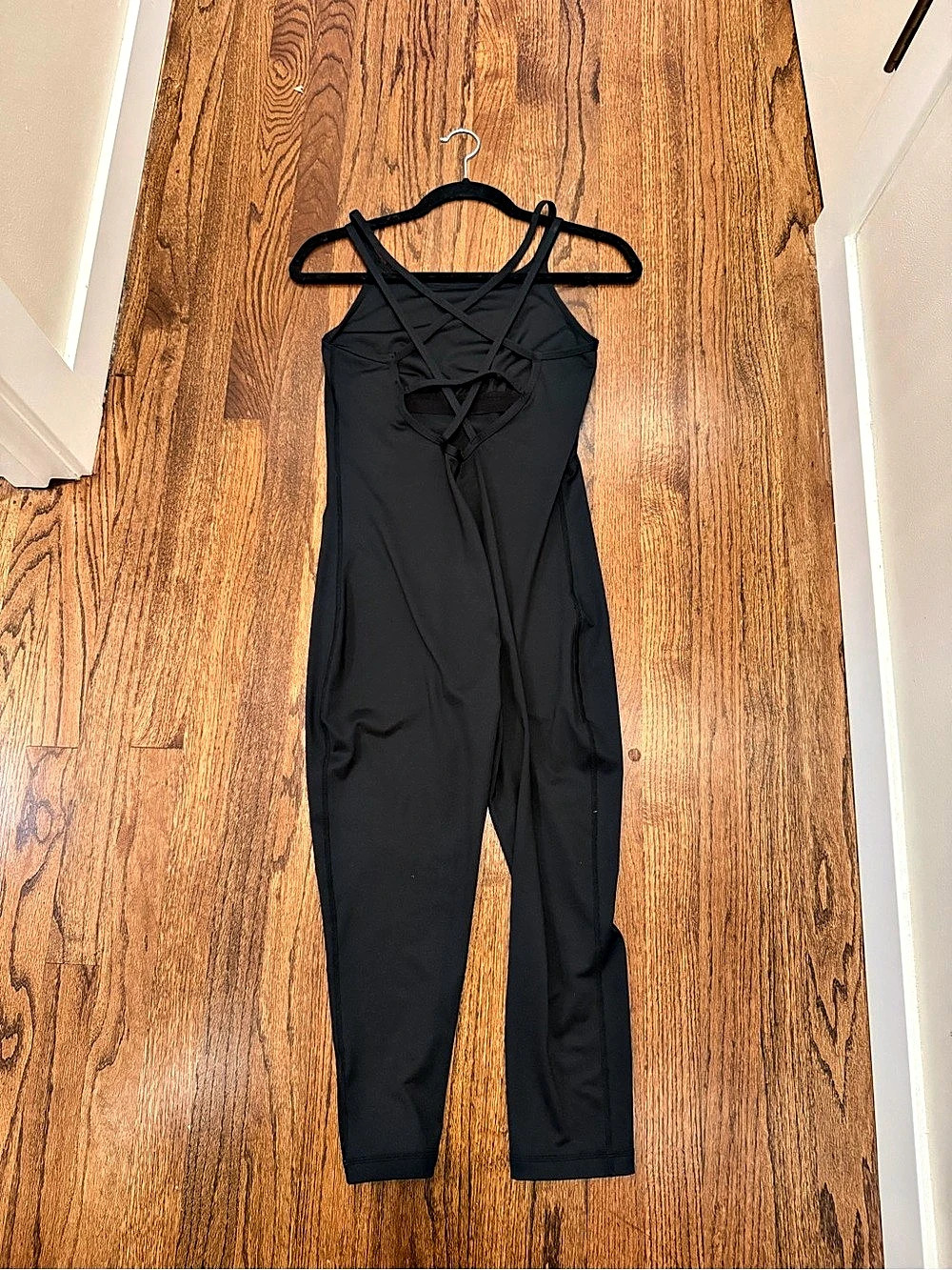 Zella Black Strappy Jumpsuit Crop Unitard Size Medium Like New